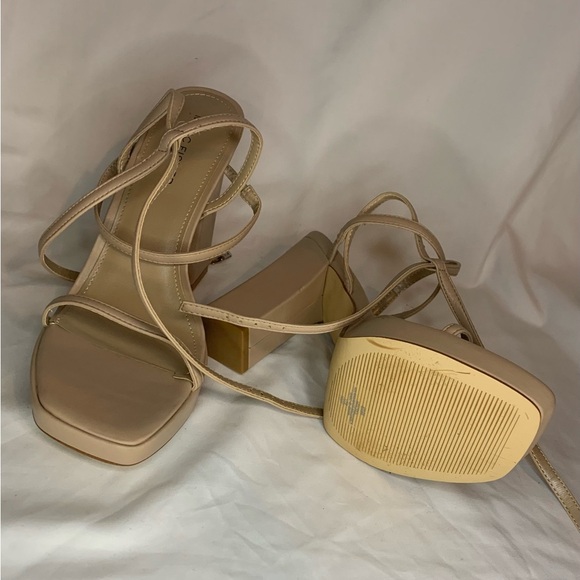 2 for $48 Marc Fisher Tan Strappy Heels Modern Design - Picture 3 of 4